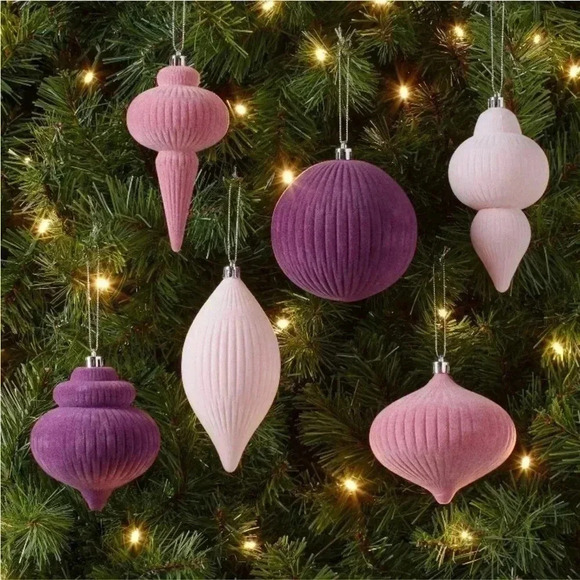 NIB Flocked Finial Christmas Tree Ornament
Set 6pc Pink - Wondershop - Picture 2 of 6